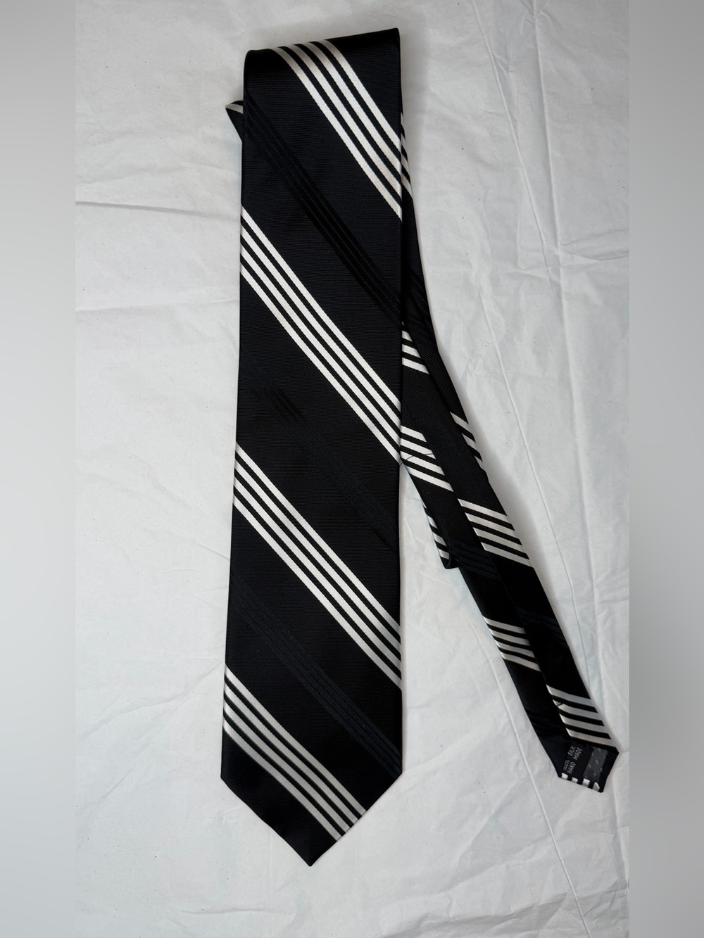 Piattelli Black Tie with White Diagonal Stripes